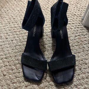 Wishbone Navy Heeled Sandals